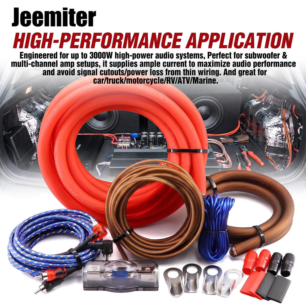 0 Gauge 3000W Amp Wiring Kit with 100A AGU Fuse I4322