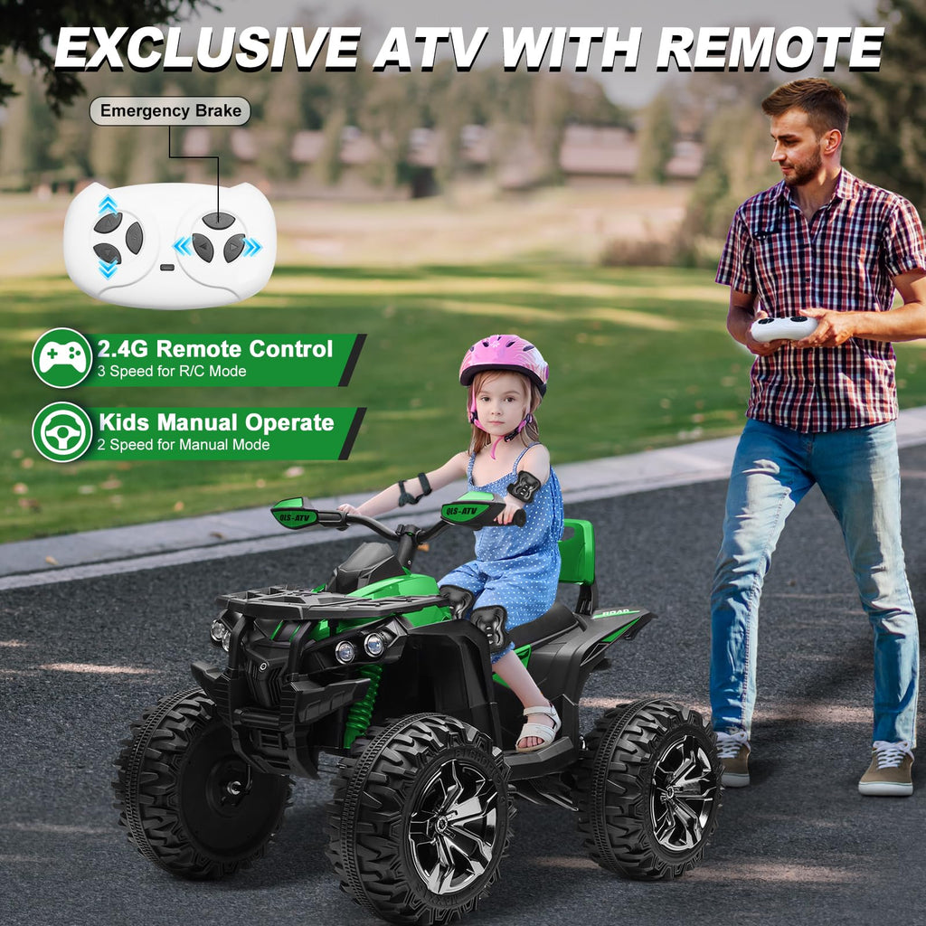 Green 24V 4 Wheeler ATV with Remote Control C32784