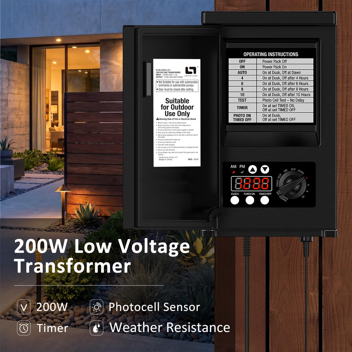 200W Low Voltage Landscape Transformer N8679