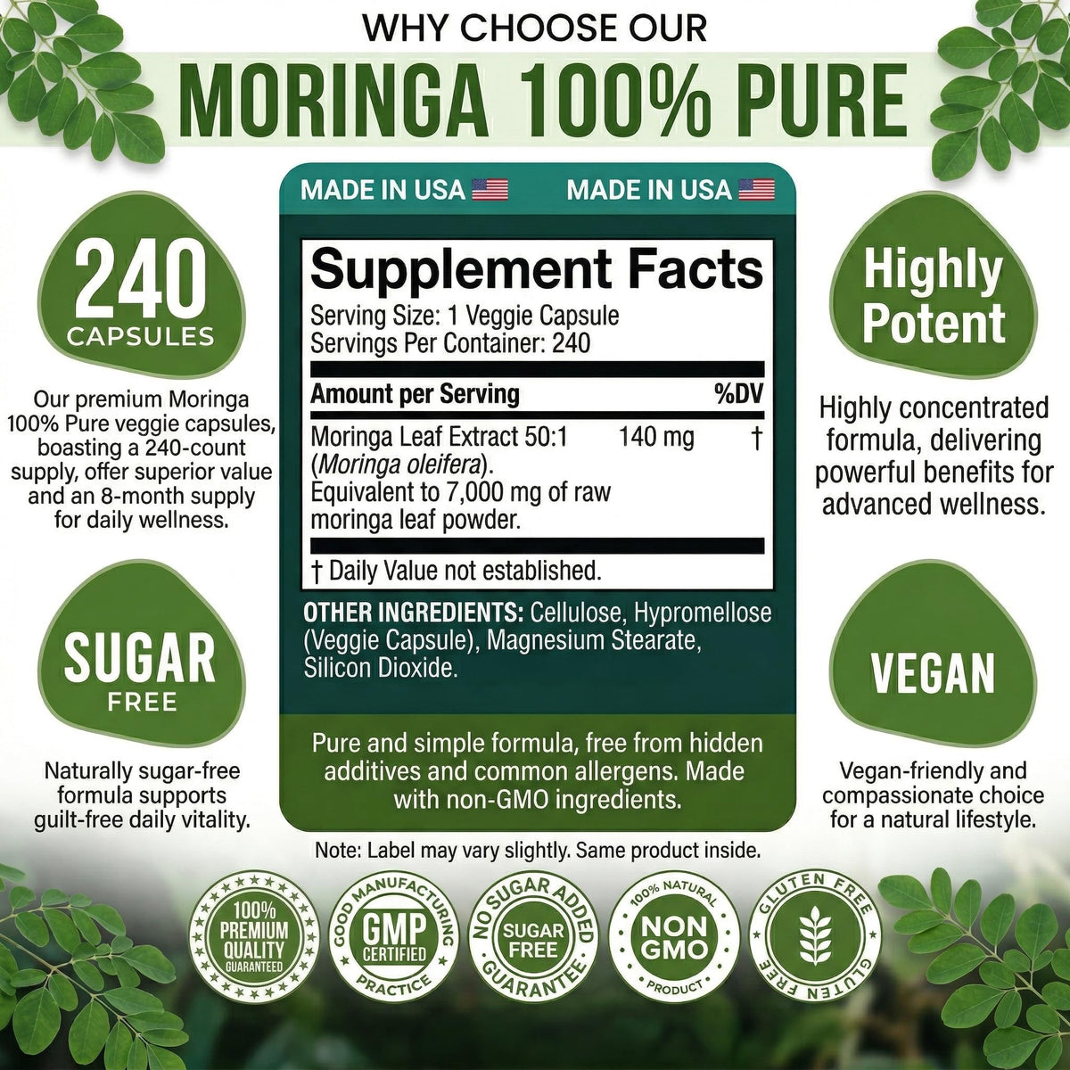 Moringa Capsules 240 Capsules V386