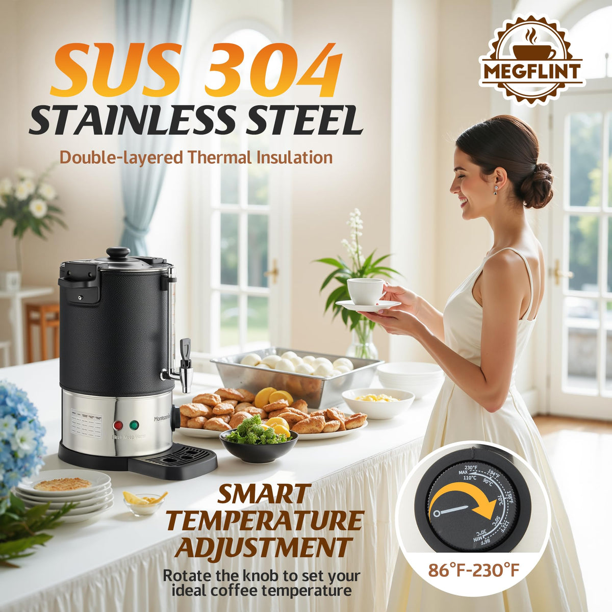 50-Cup Stainless Steel Double Insulated Coffee Urn A4126