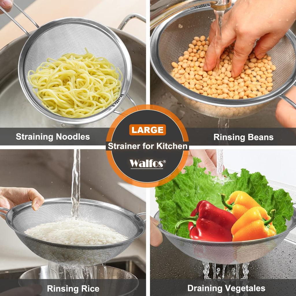 Large Fine Mesh Stainless Steel Strainer Set of 2 Q9245
