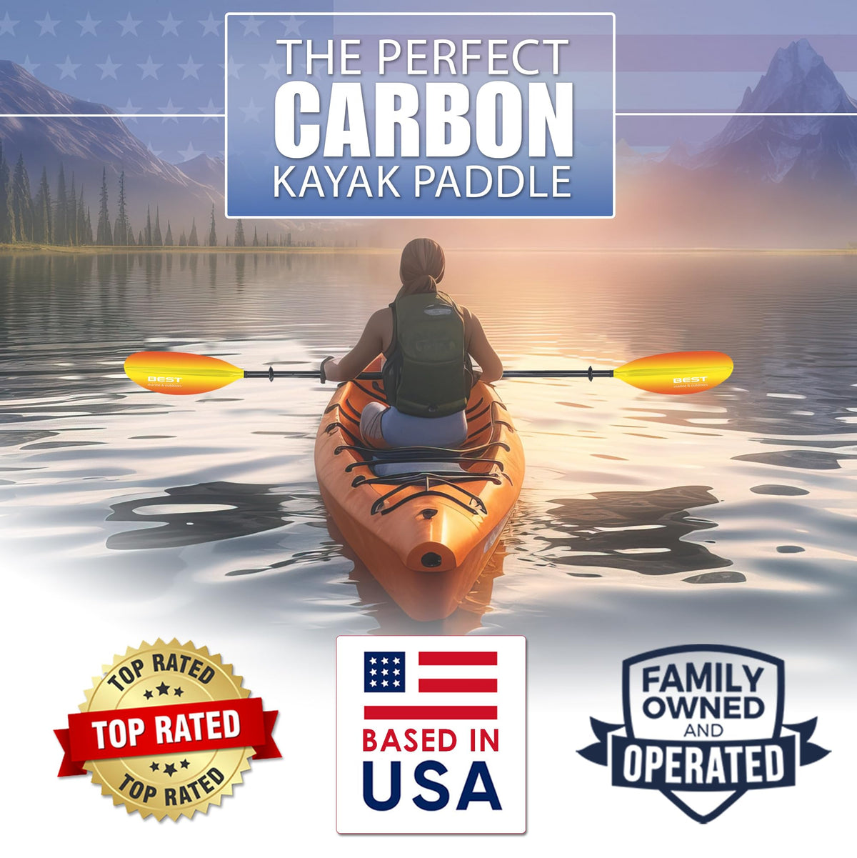 Carbon Fiber 2-Piece Kayak Paddle L325