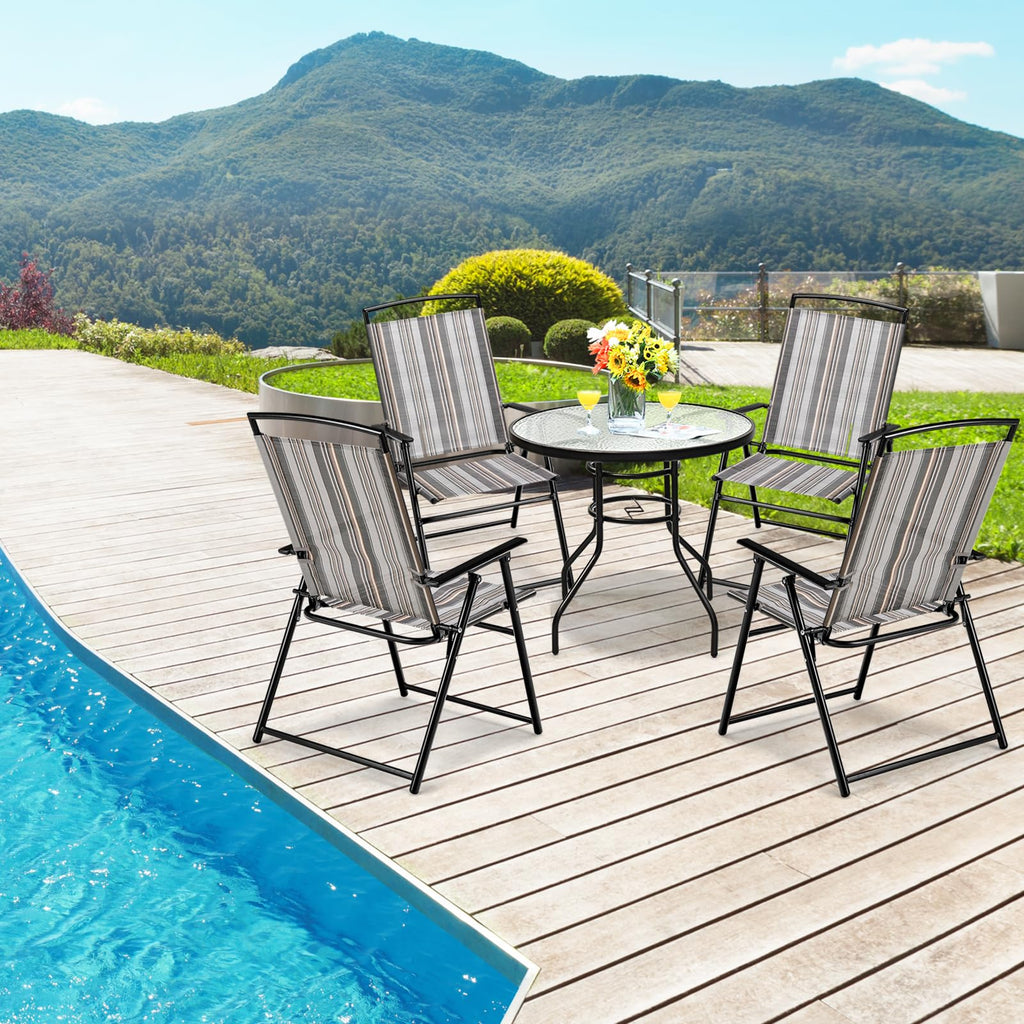 Patio Chairs Set of 2 Folding Armrests Metal Frame O246991