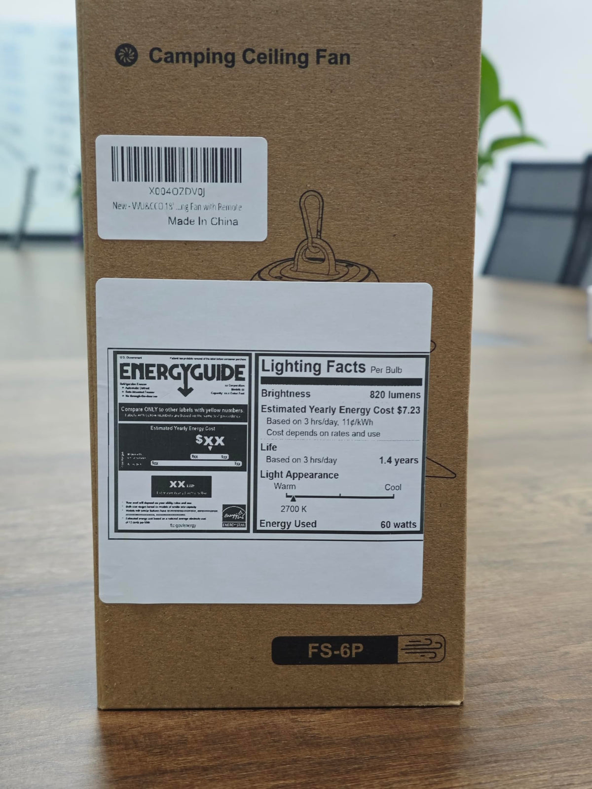 Portable Ceiling Fan with Light L86695