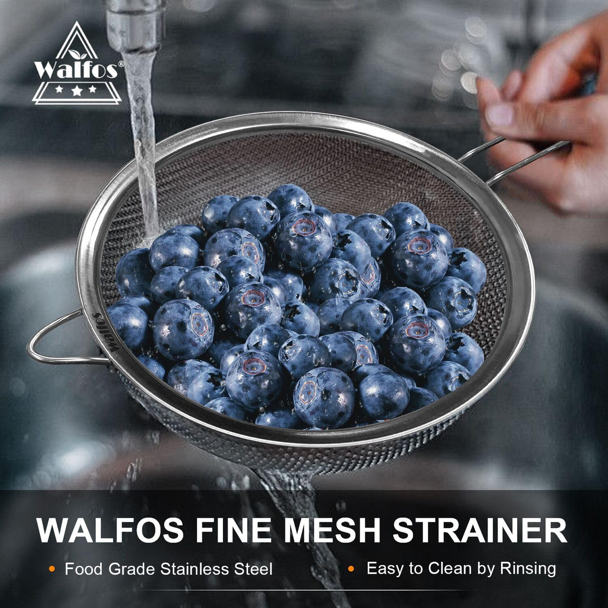 Large Fine Mesh Stainless Steel Strainer Set of 2 Q9245