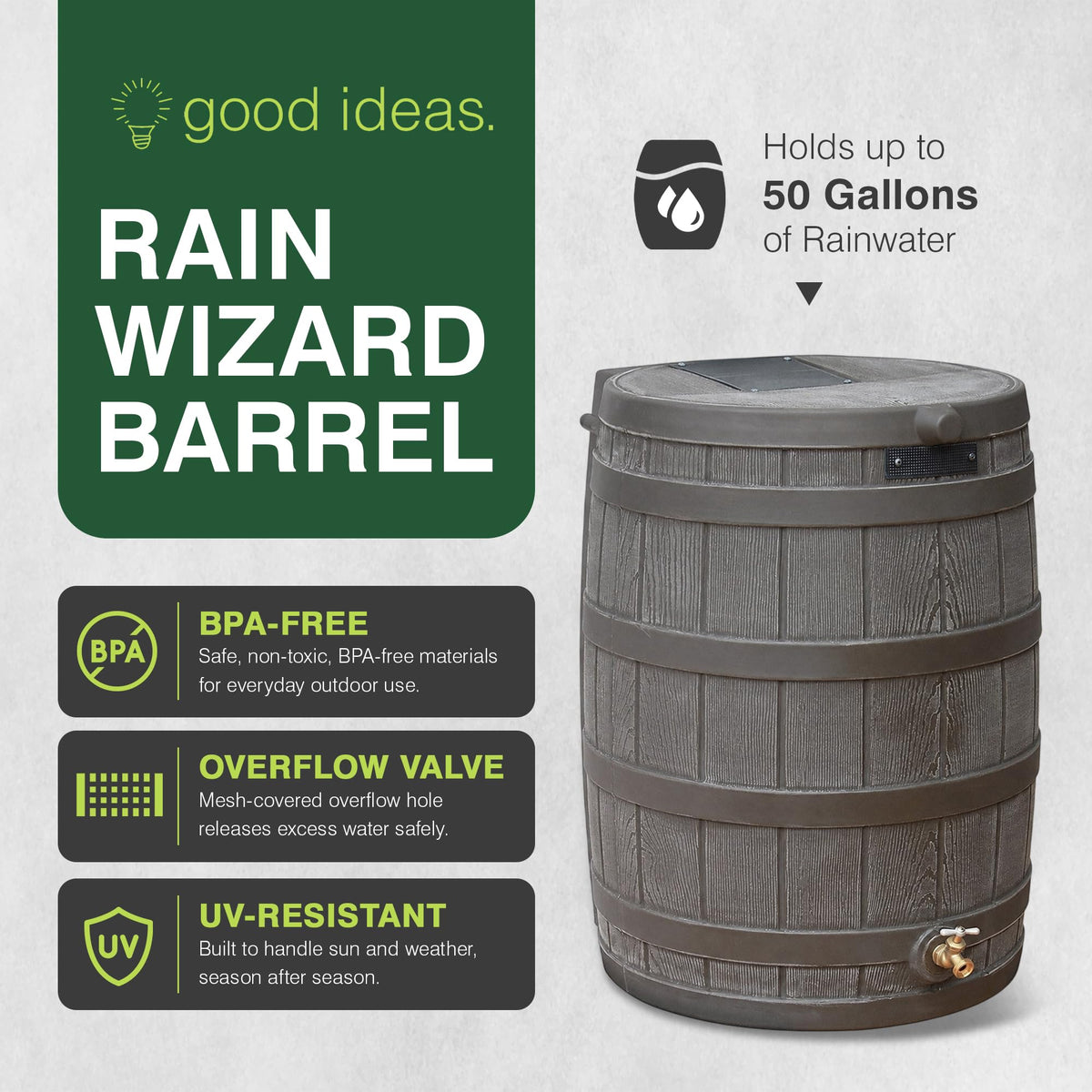 50 Gallon Oak Water Collection Barrel O628570