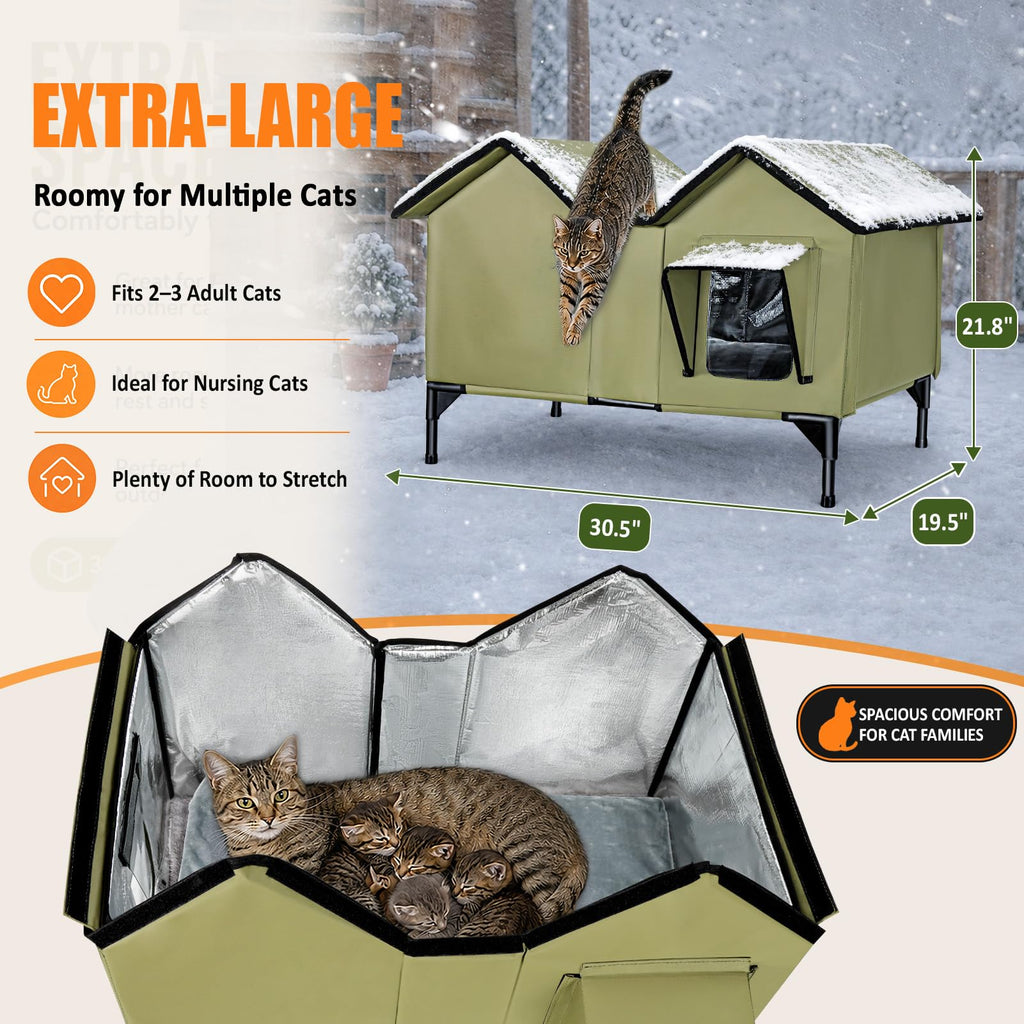Weatherproof Outdoor Heated Cat House S75546