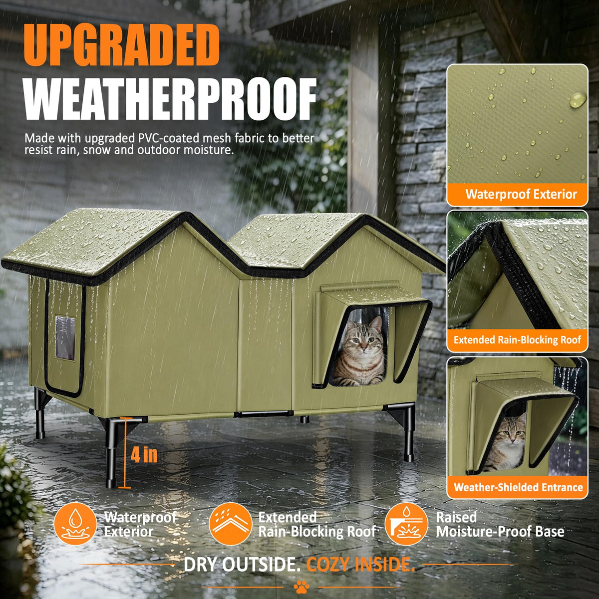 Weatherproof Outdoor Heated Cat House S75546