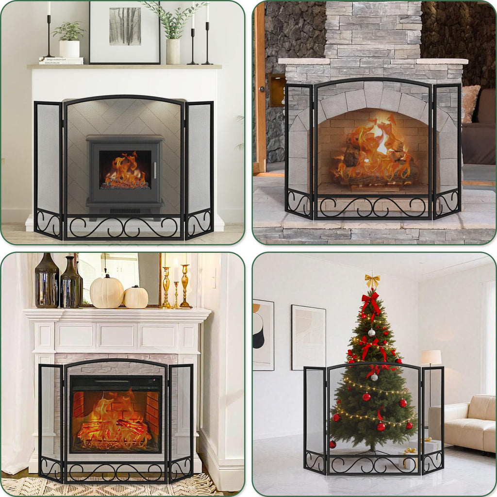 3 Panel Wrought Iron Fireplace Screen P71416