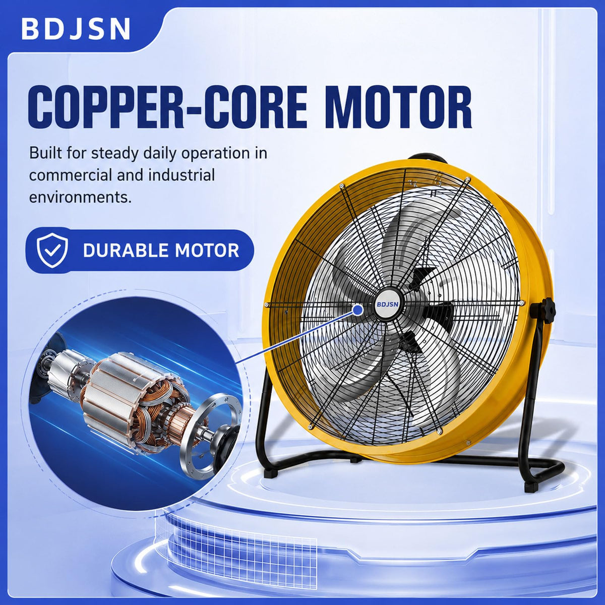 Industrial Drum Fan, 3-speed High Velocity Air Circulator With 5 Aluminum Blades, Adjustable Tilt Metal Floor Fan, 20in Y789