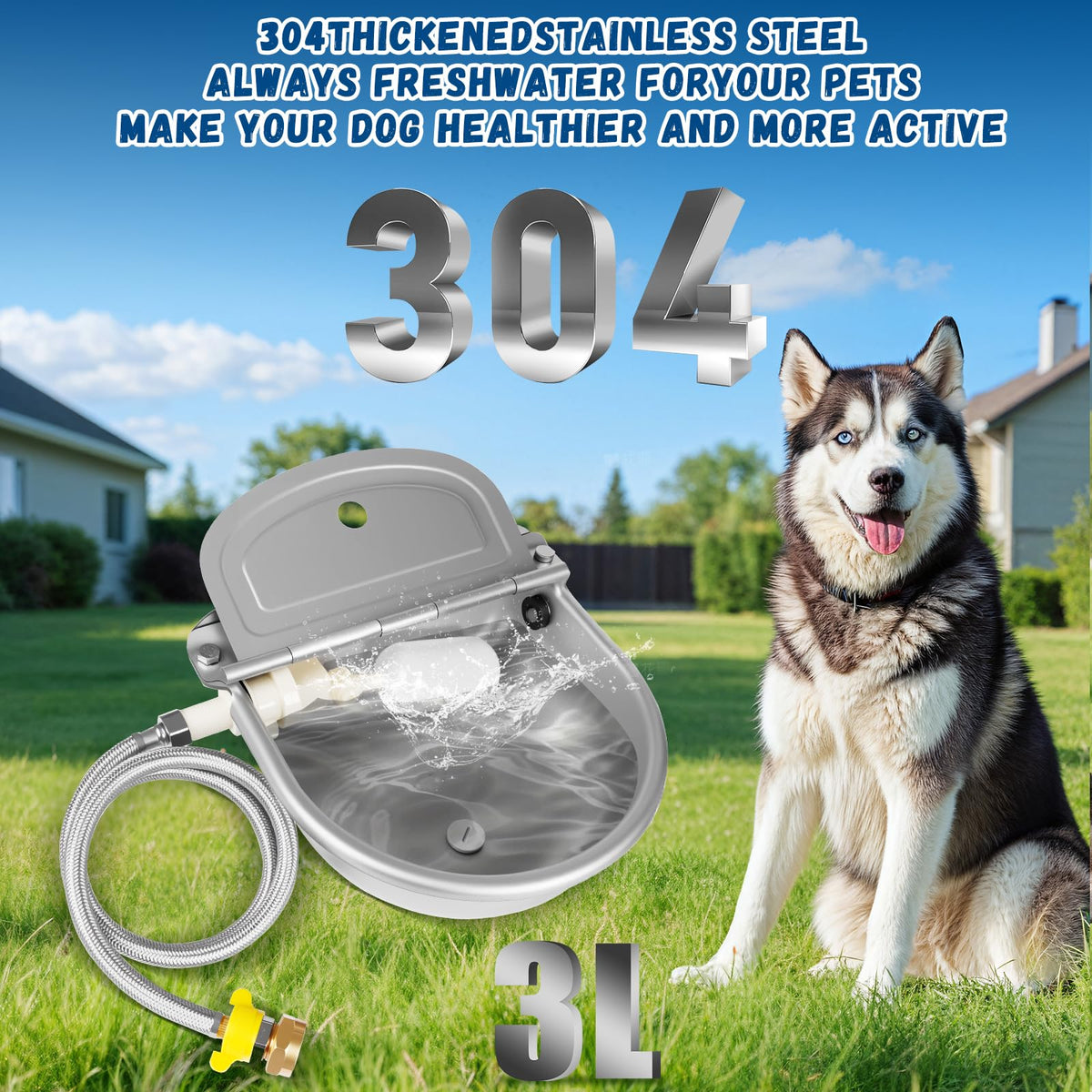 Automatic Chicken Waterer 304 Steel Poultry Water Dispenser B86616