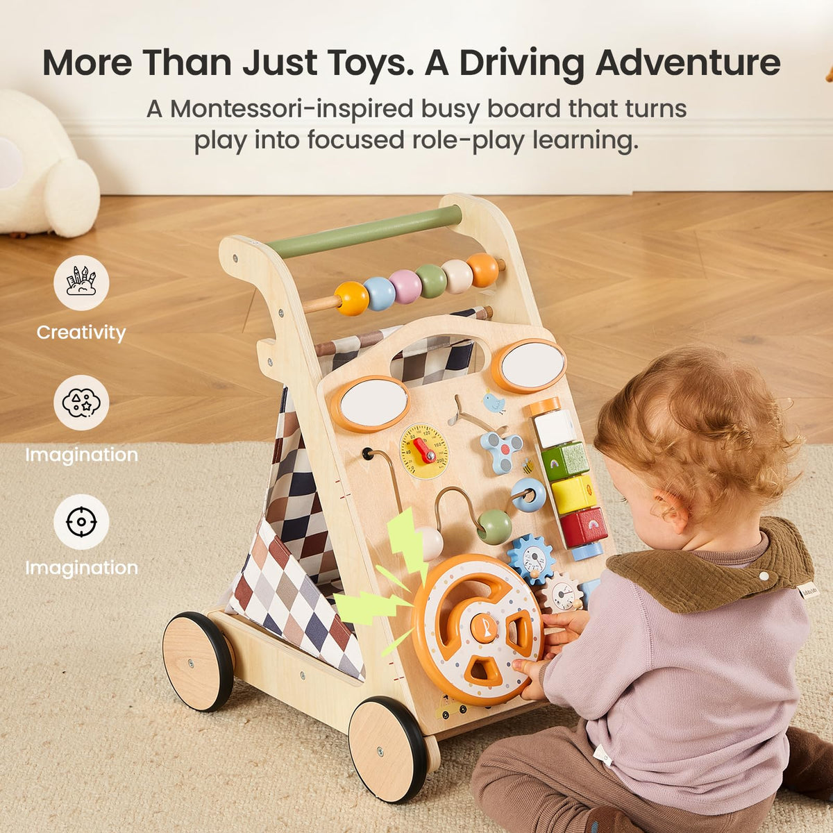 Wooden Baby Walker with Wheels G6168