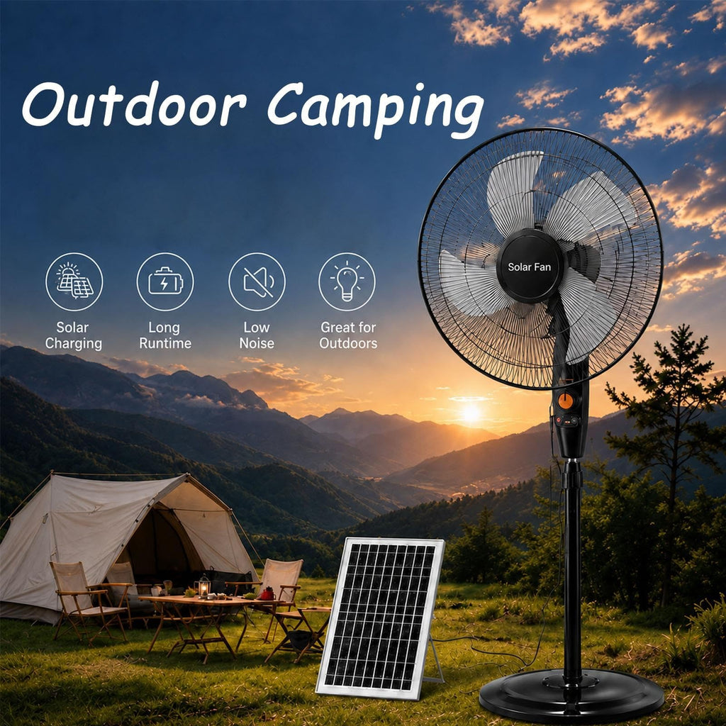 16 Inch Rechargeable Pedestal Fan with Solar Panel G351766