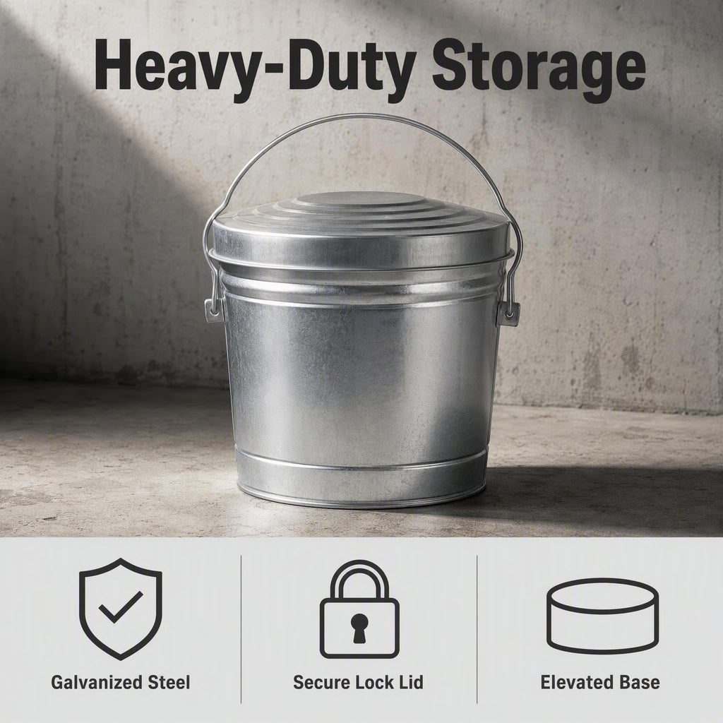 6 Gallon Galvanized Steel Storage Can with Locking Lid A56367