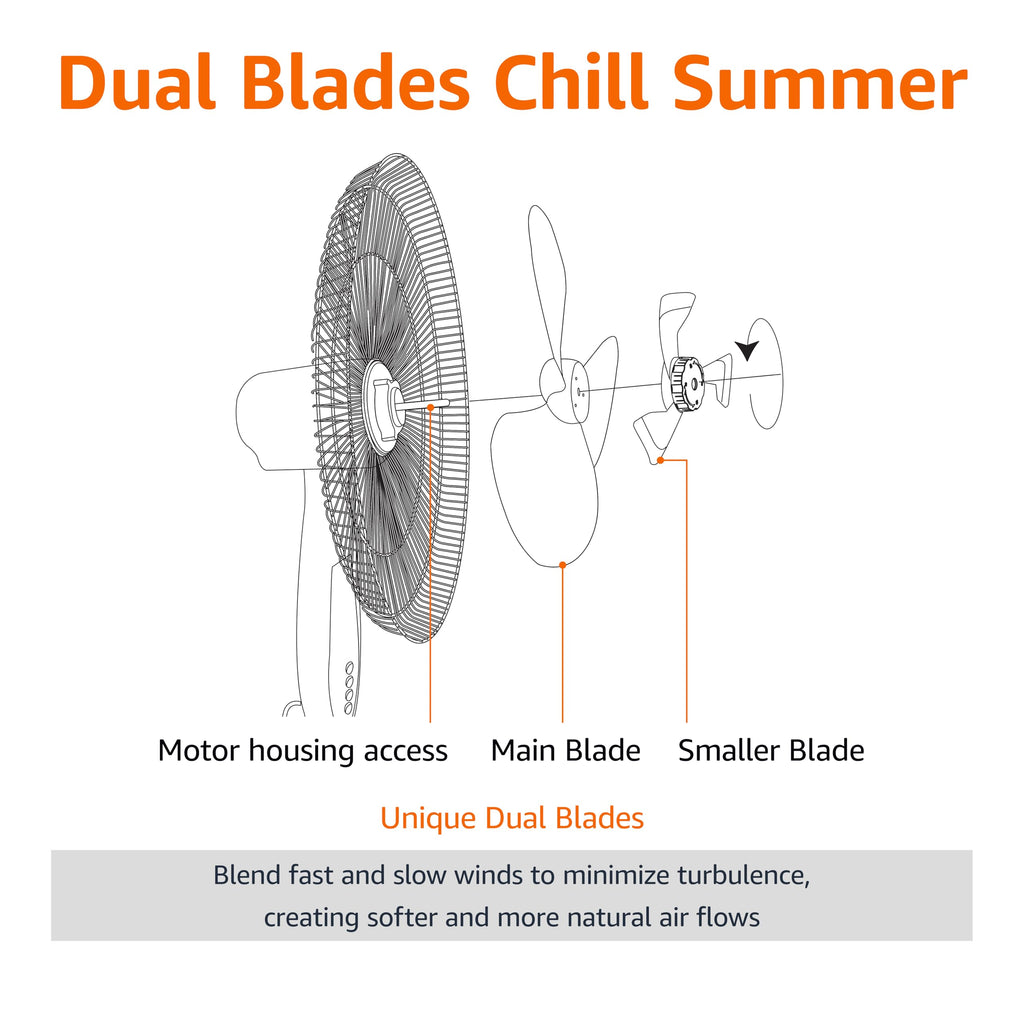 16-inch Quiet DC Motor Standing Floor Fan with Remote, White E281