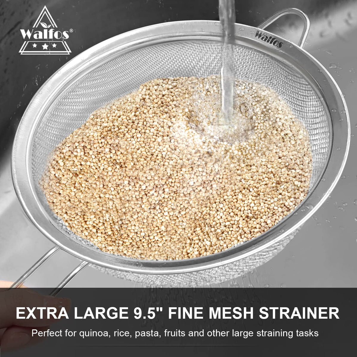 Large Fine Mesh Stainless Steel Strainer Set of 2 Q9245