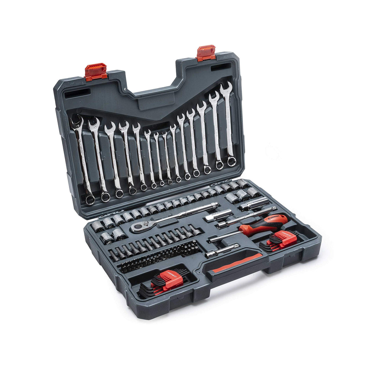 128 Piece 3/8" Drive 12 Point SAE/Metric Mechanics Tool Set W404