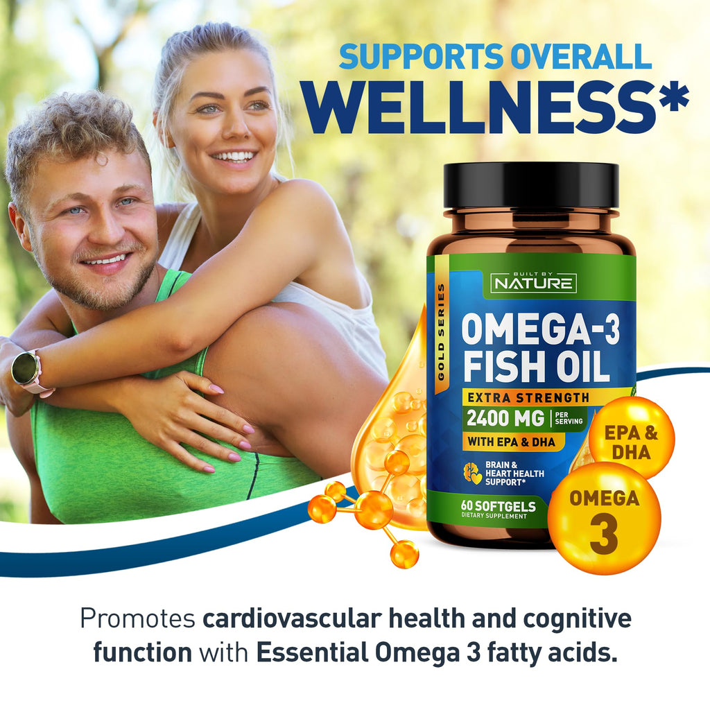 Omega 3 Fish Oil Soft Gels 2400 mg 60 Softgels D78979