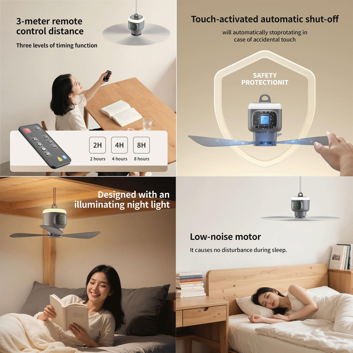 Portable Ceiling Fan with Light L86695