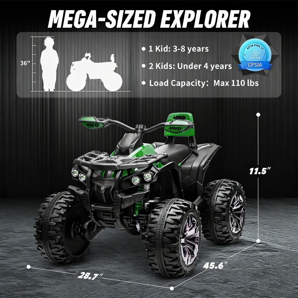 Green 24V 4 Wheeler ATV with Remote Control C32784