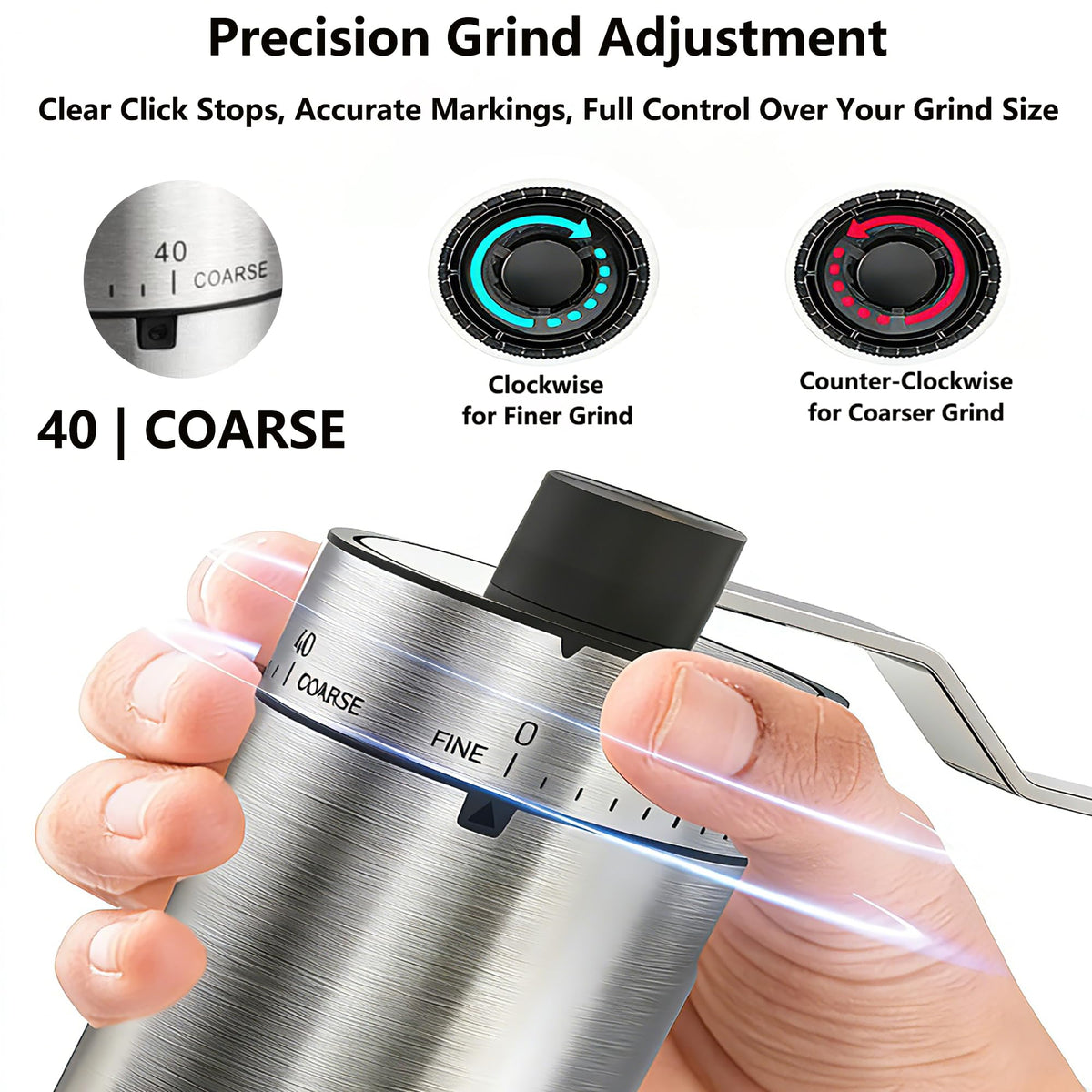 Manual Coffee Bean Grinder with Ceramic Conical Burr V9816
