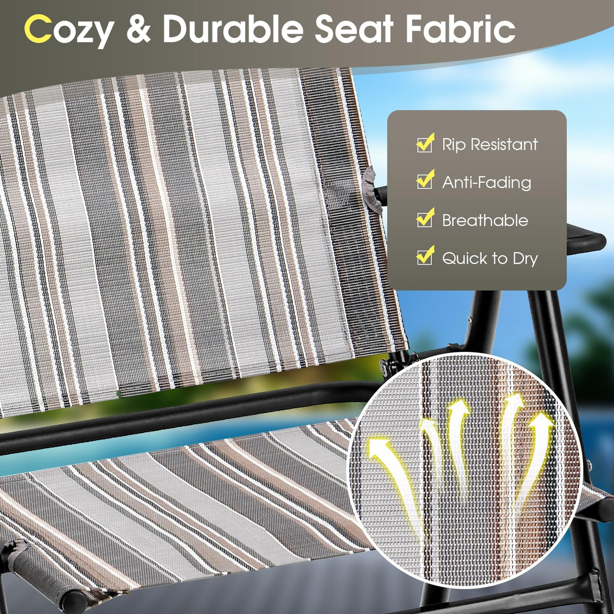 Patio Chairs Set of 2 Folding Armrests Metal Frame O246991