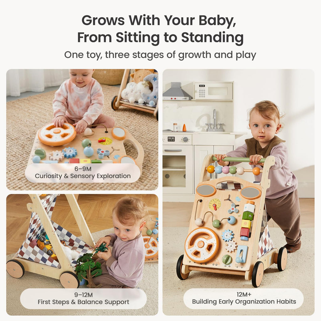 Wooden Baby Walker with Wheels G6168