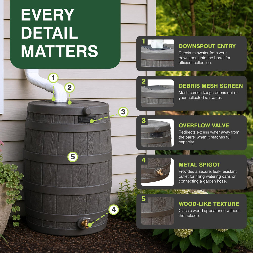 50 Gallon Oak Water Collection Barrel O628570