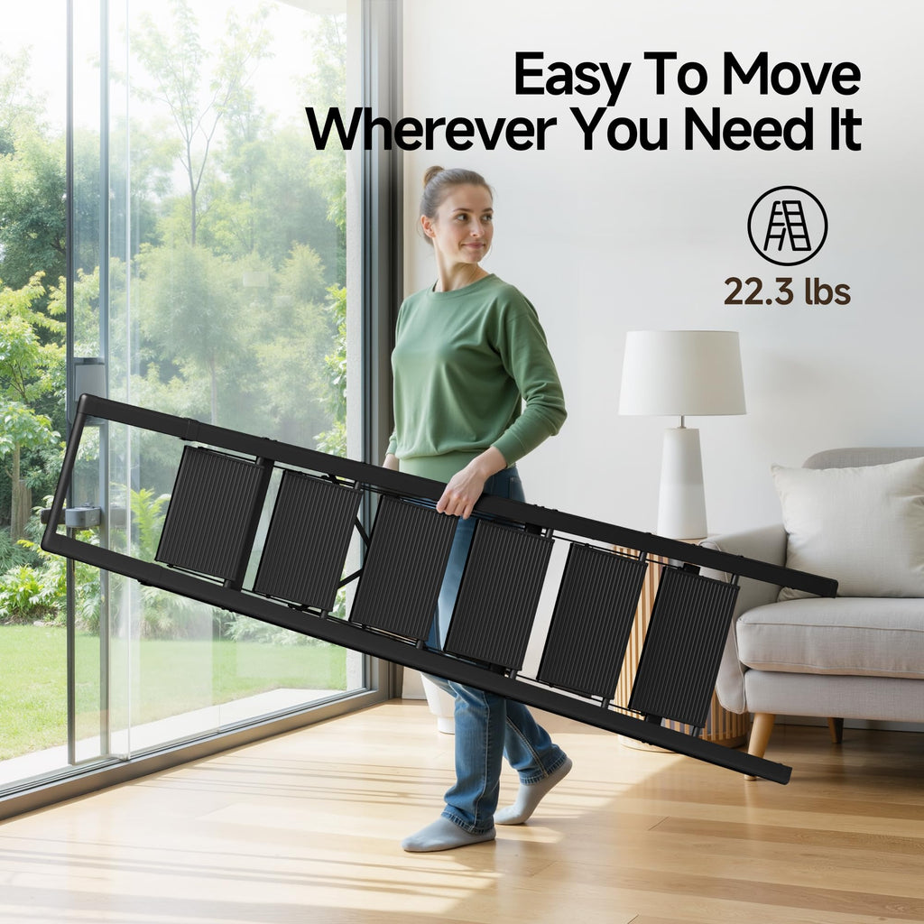 6 Step Folding Step Stool with Handrails Black I640203