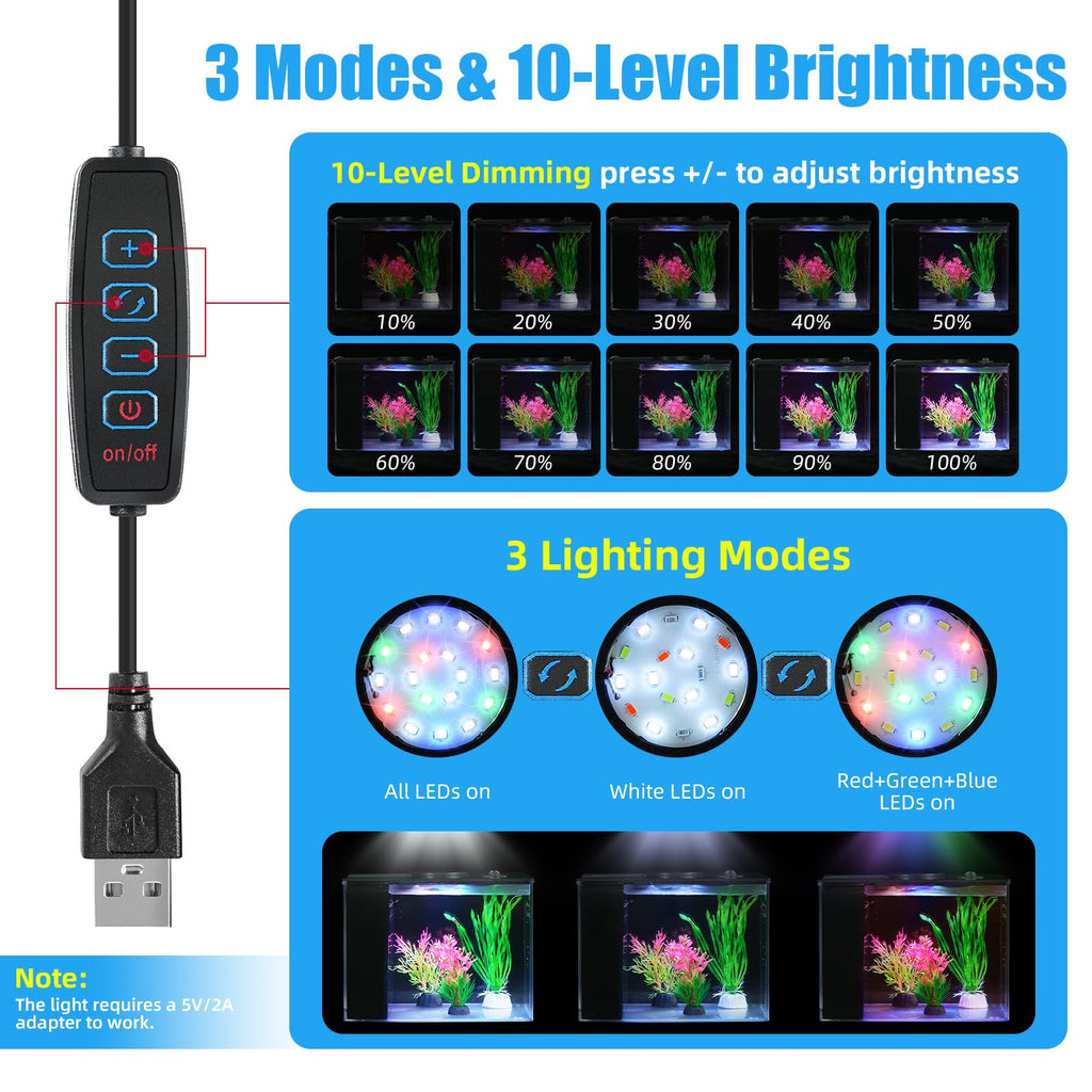 1 Gallon Betta Fish Tank with LED Light and Water Filter Pump V45301