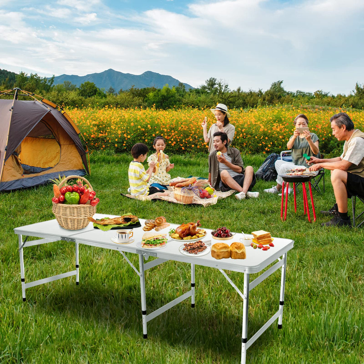 6FT Adjustable Folding Camping Table A14714