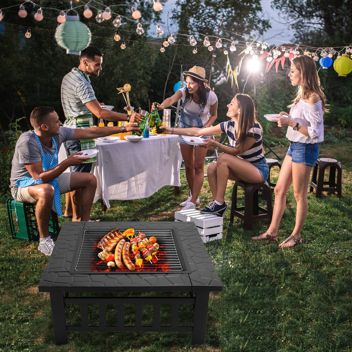 32” Metal Square Wood Burning Fire Pit V71517