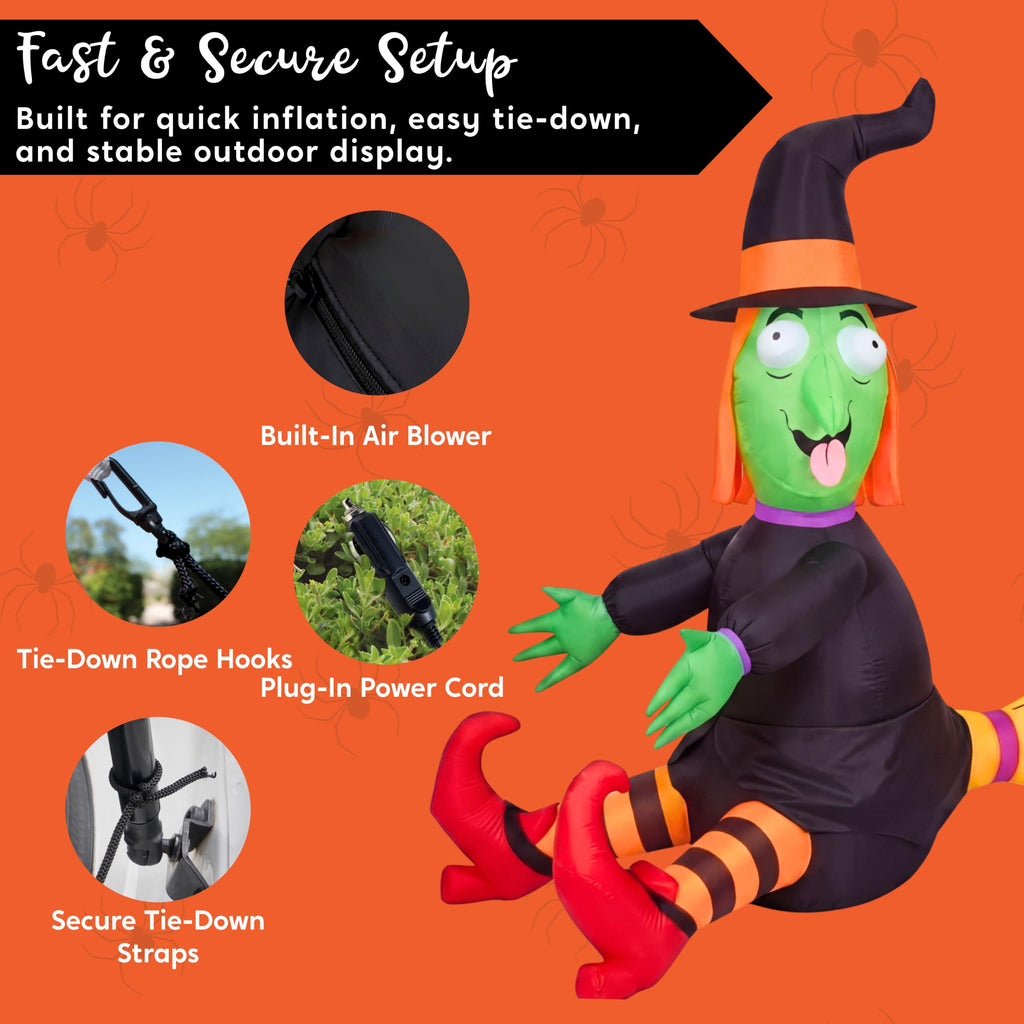 4FT Inflatable Witch with LED Lights Q49356