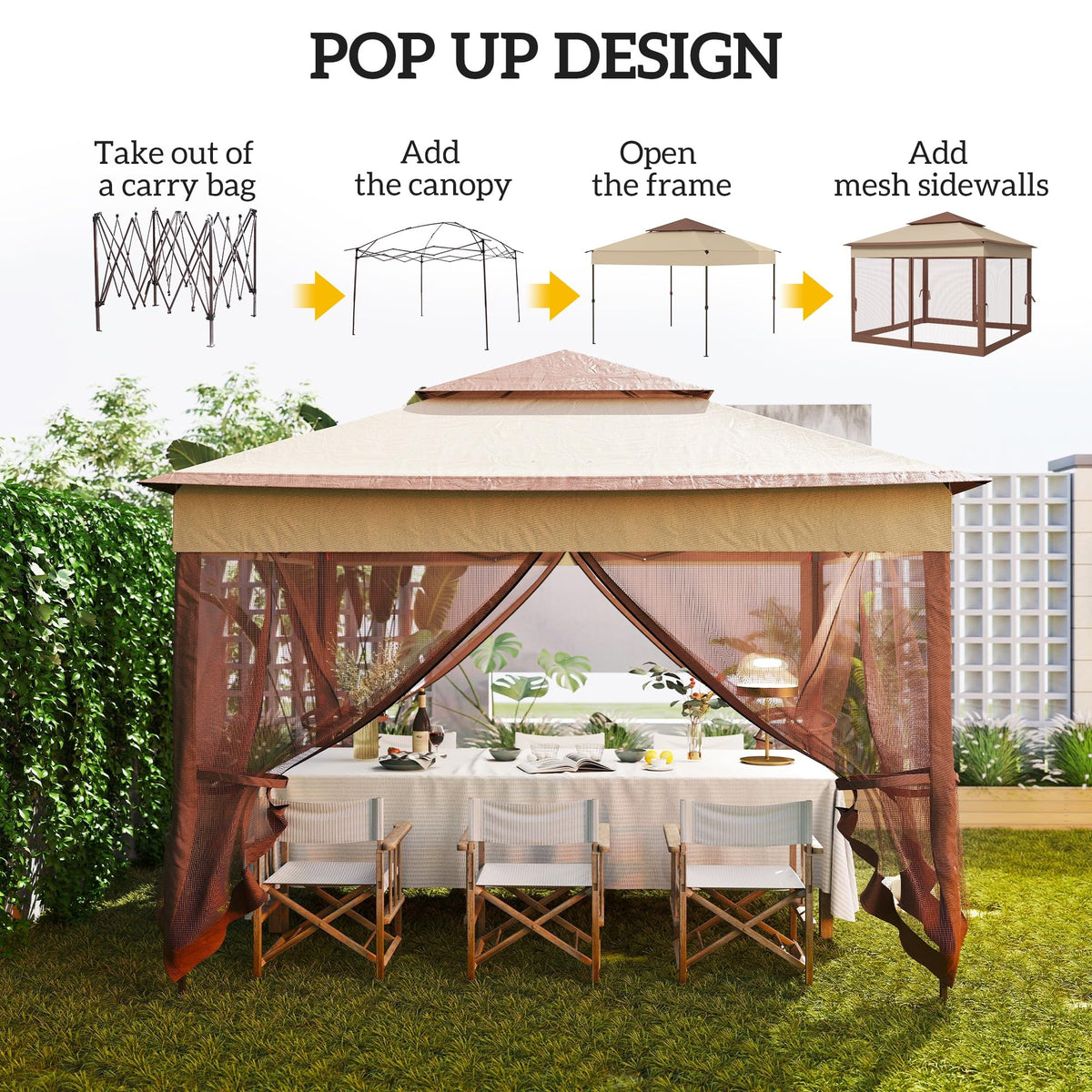 11' x 11' Pop Up Canopy with Removable Zipper Netting K7932