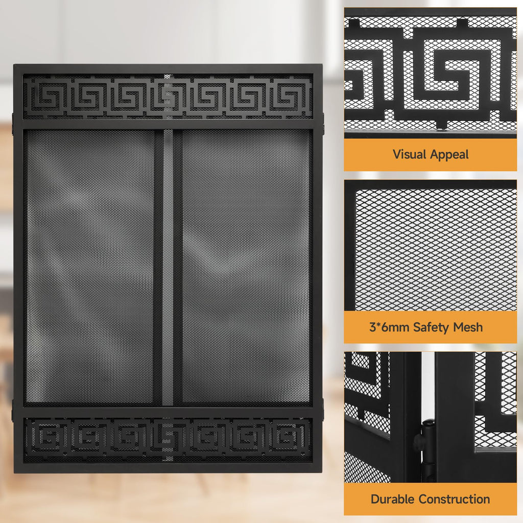 50"x32" 3 Panel Steel Fireplace Screen E400681