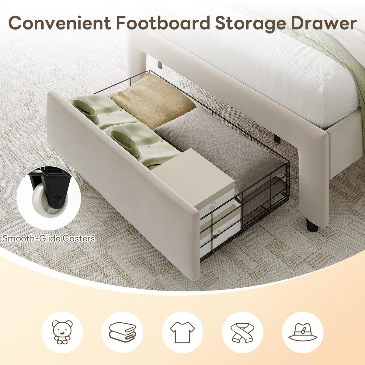 Twin Bed Frame with Storage Drawer O137339