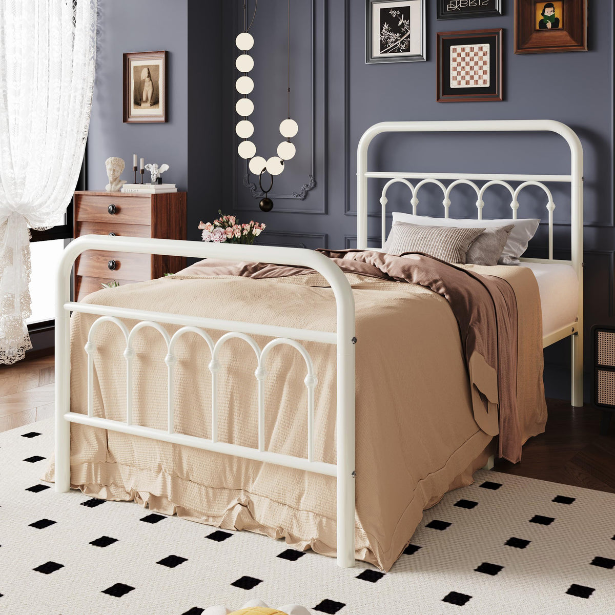 Twin Size Metal Platform Bed Frame with Headboard X1213
