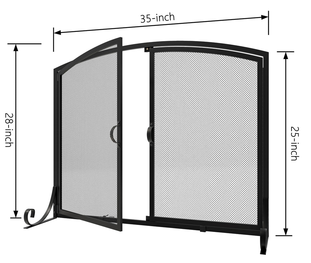 Black Steel Fireplace Screen with Doors B2790