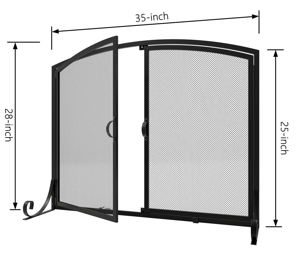 Black Steel Fireplace Screen with Doors B2790