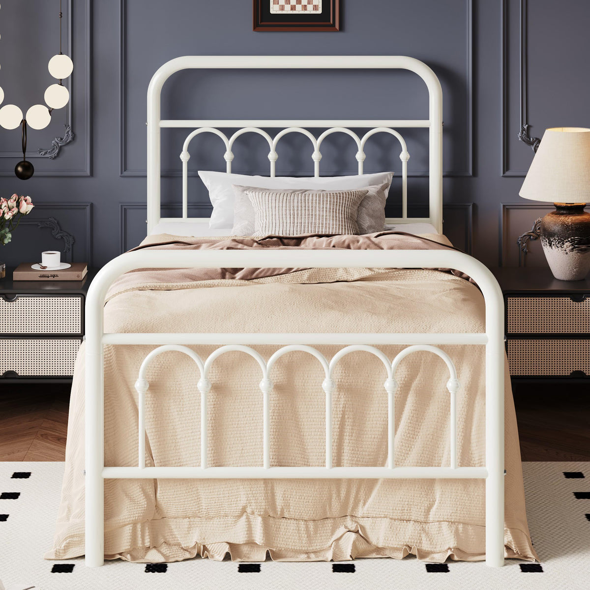 Twin Size Metal Platform Bed Frame with Headboard X1213