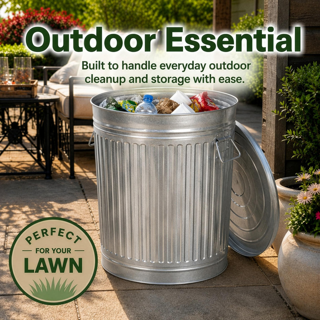 7 Gallon Galvanized Steel Trash Can with Lid B7994