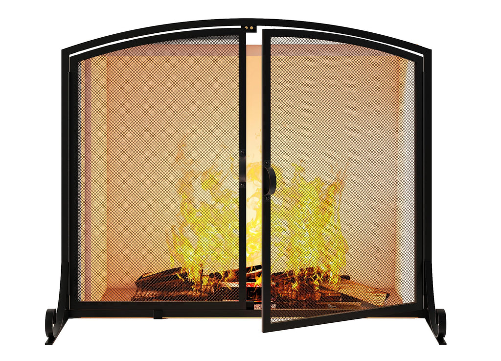 Black Steel Fireplace Screen with Doors B2790